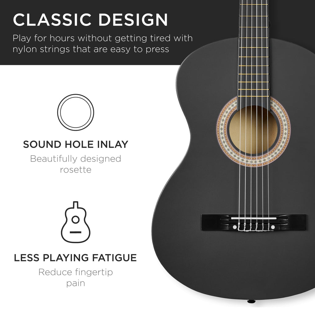 Beginner Acoustic Guitar Set w/ Case, Strap, Extra Strings - 38in