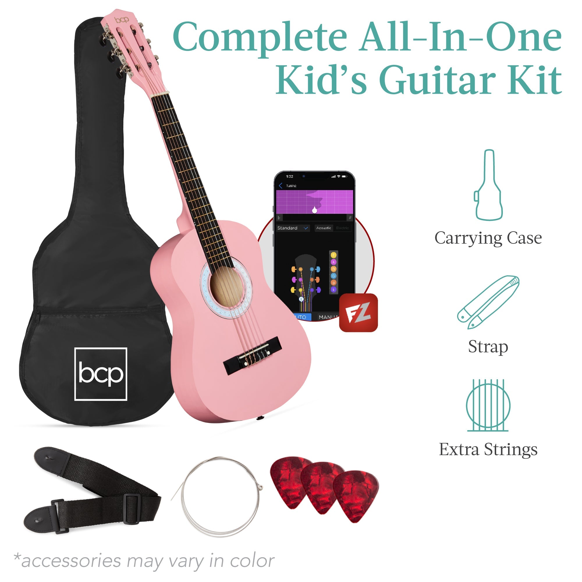 Kids Acoustic Guitar Beginner Starter Kit w/ Carrying Case - 30in