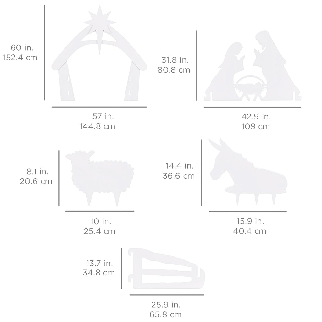 Christmas Nativity Scene Yard Decoration w/ Water Resistant PVC