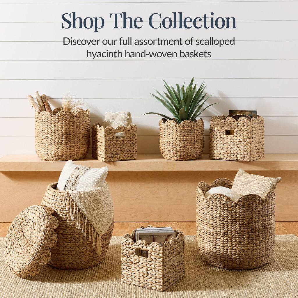 Scalloped 3PC Water Hyacinth Nesting Baskets