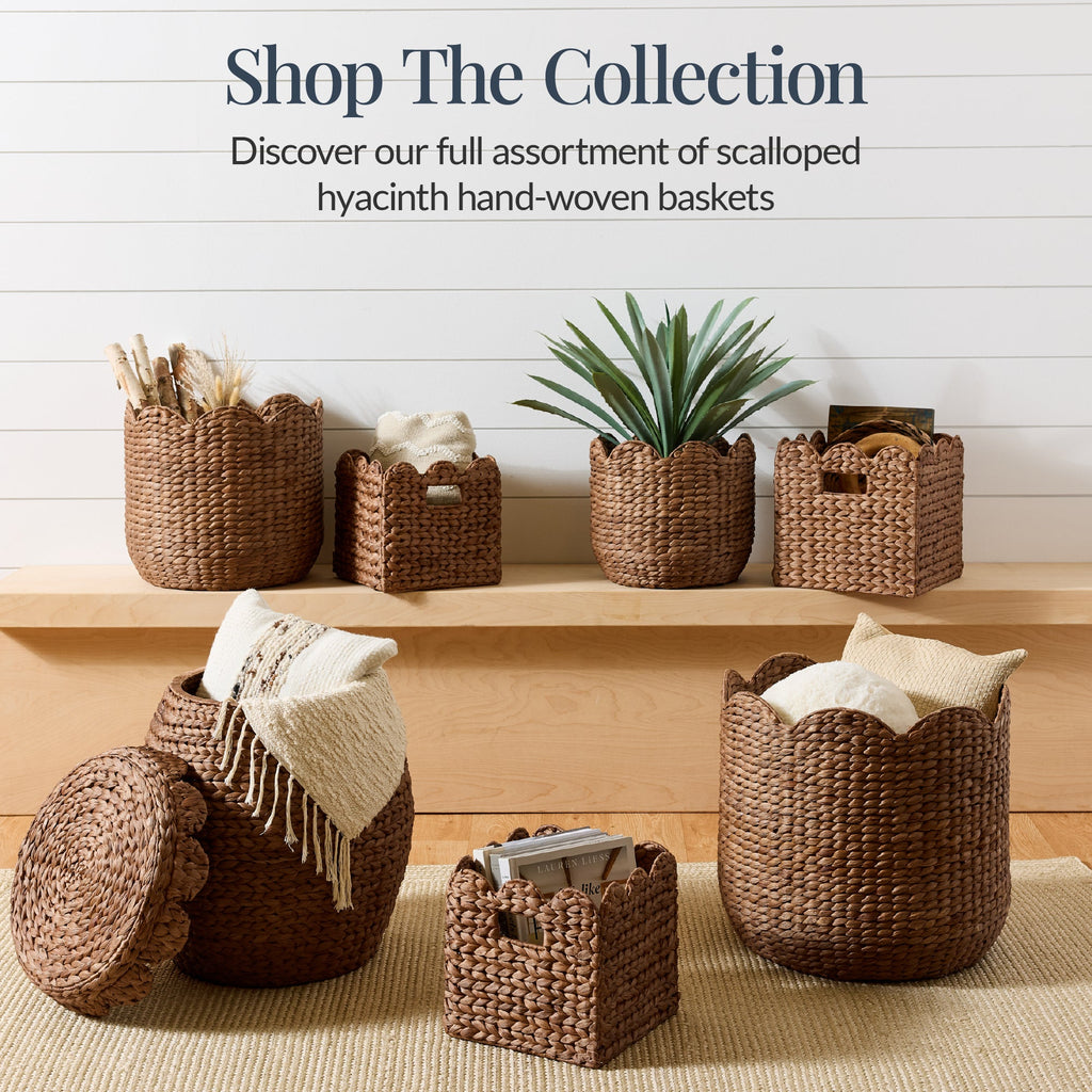 Scalloped 3PC Water Hyacinth Nesting Baskets