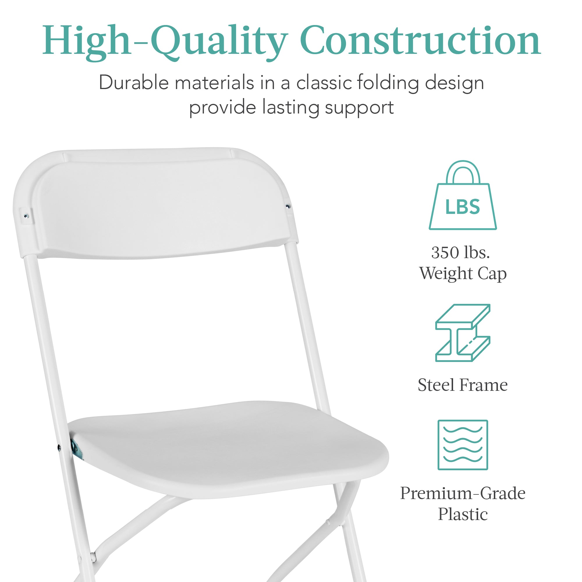 Set of 4 Folding Stacking Plastic Chairs w/ Non-Slip Feet