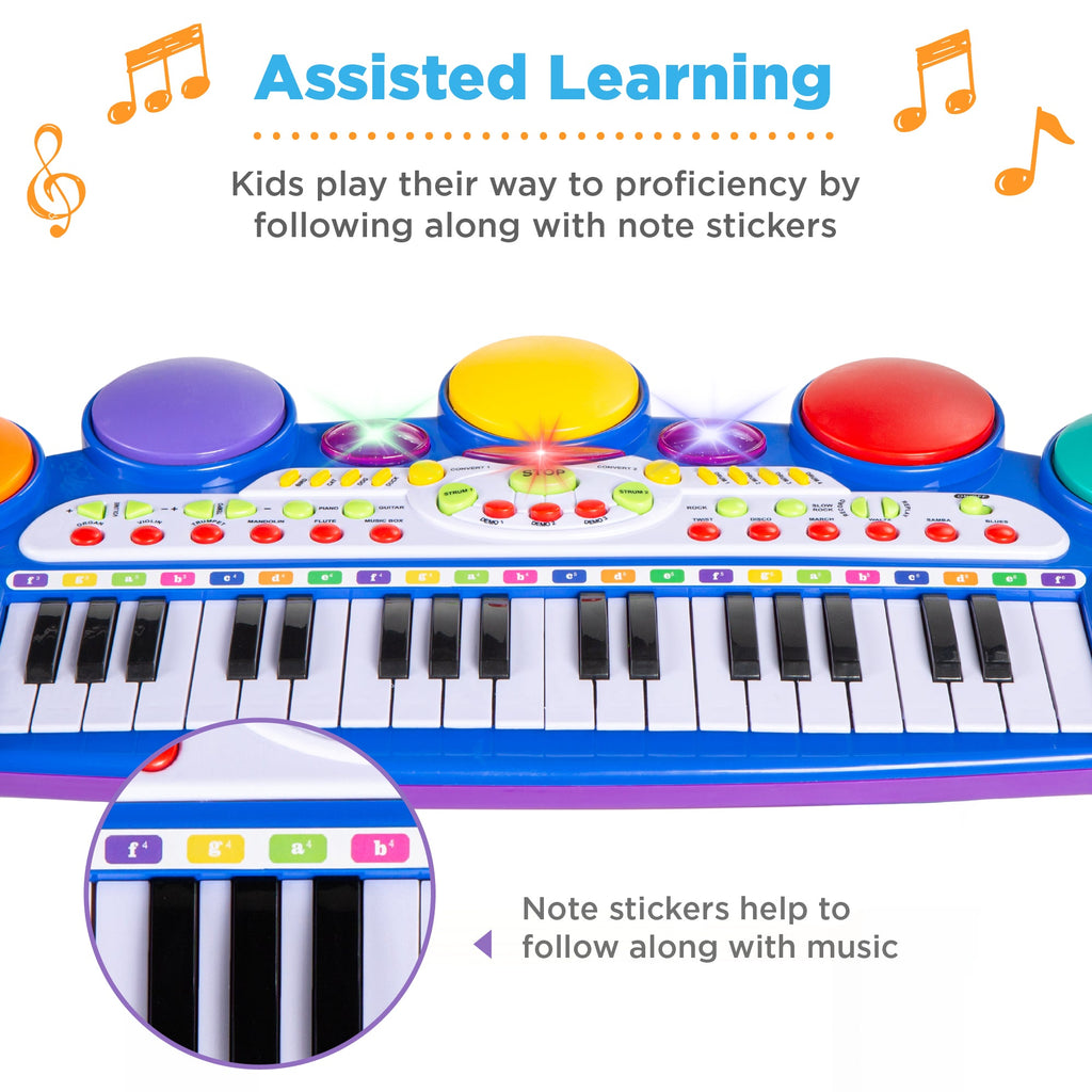 37-Key Kids Electric Keyboard w/ Microphone, Stool