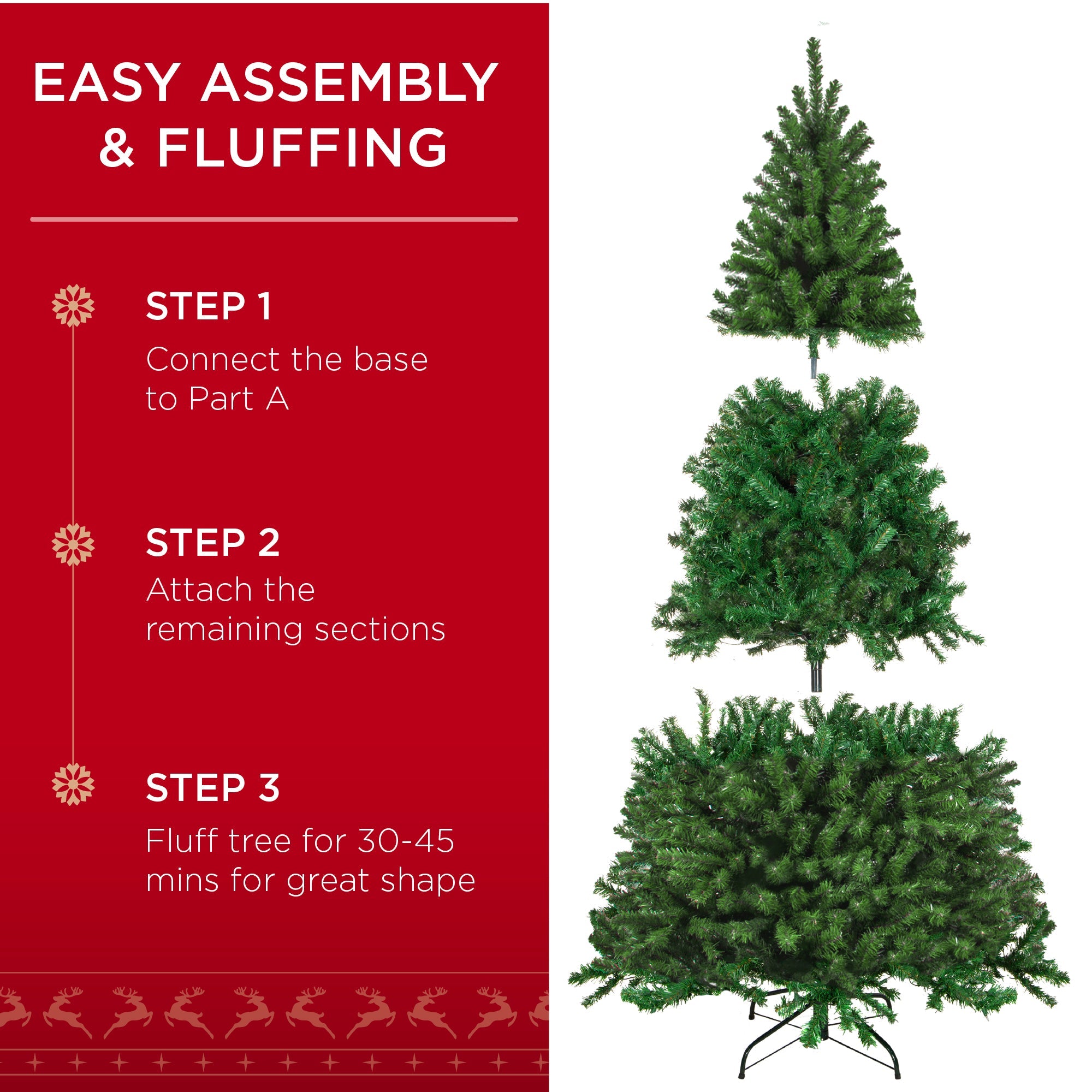 Unlit Artificial Green Spruce Christmas Tree, w/Easy Assembly