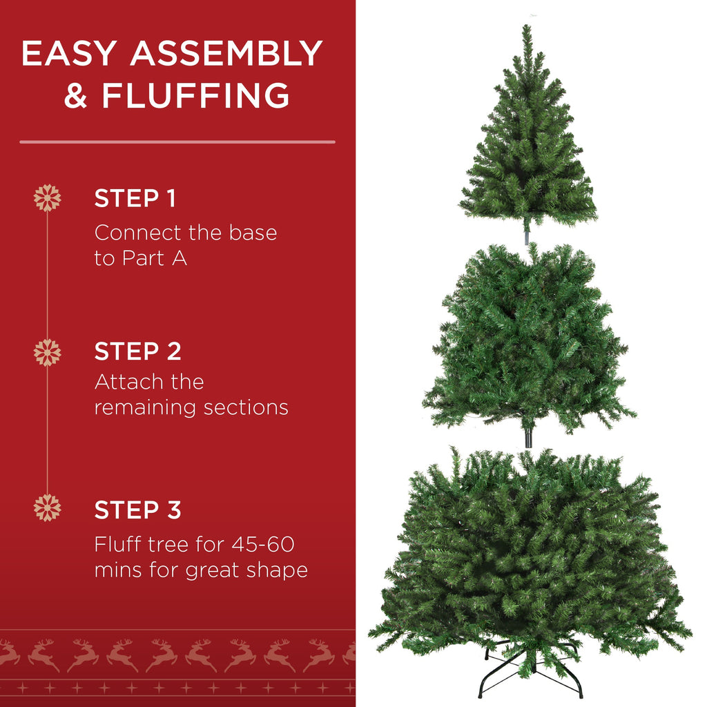 Pre-Lit Artificial Green Spruce Christmas Tree, w/Easy Assembly