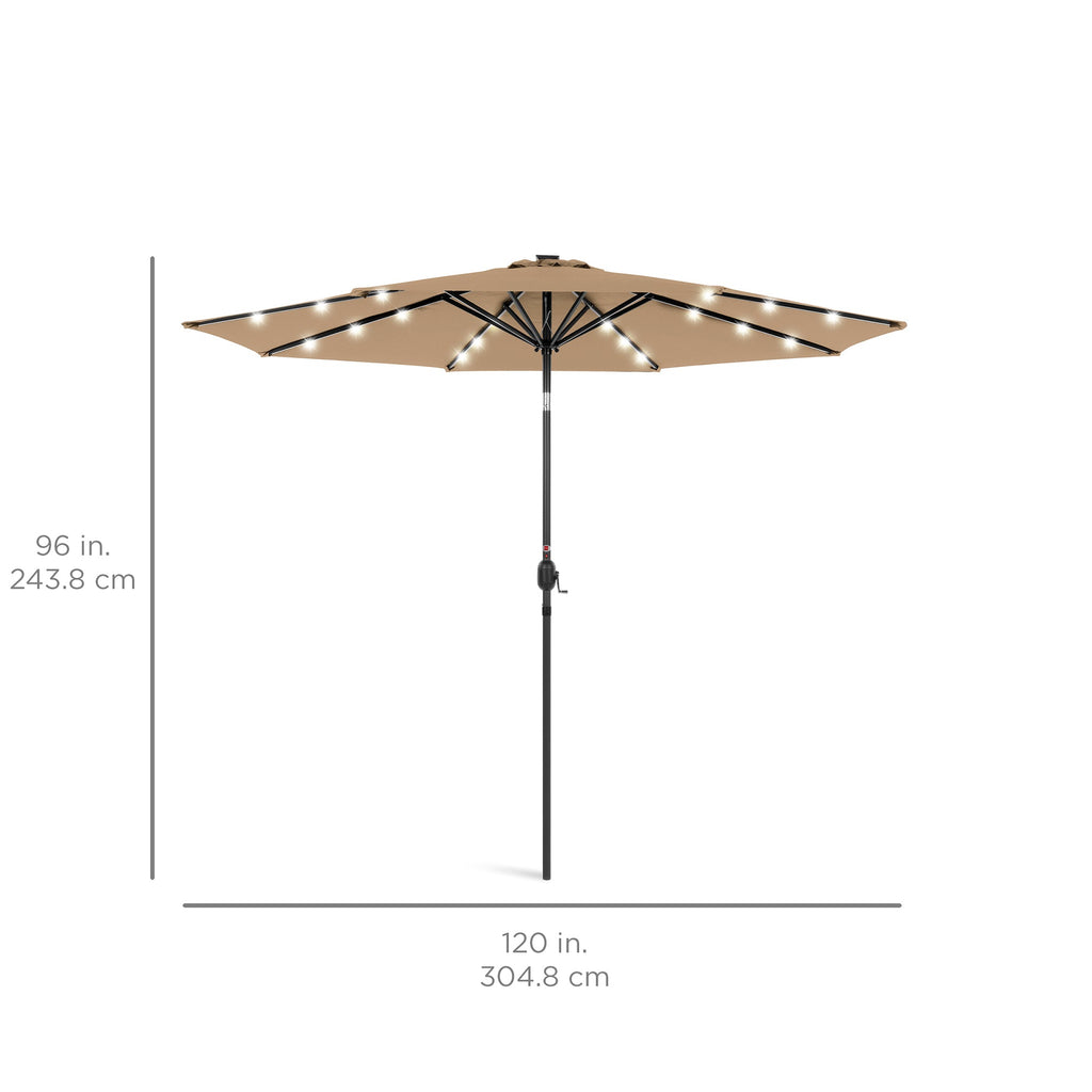 Solar LED Lighted Patio Umbrella w/ Tilt Adjustment, UV-Resistant - 10ft