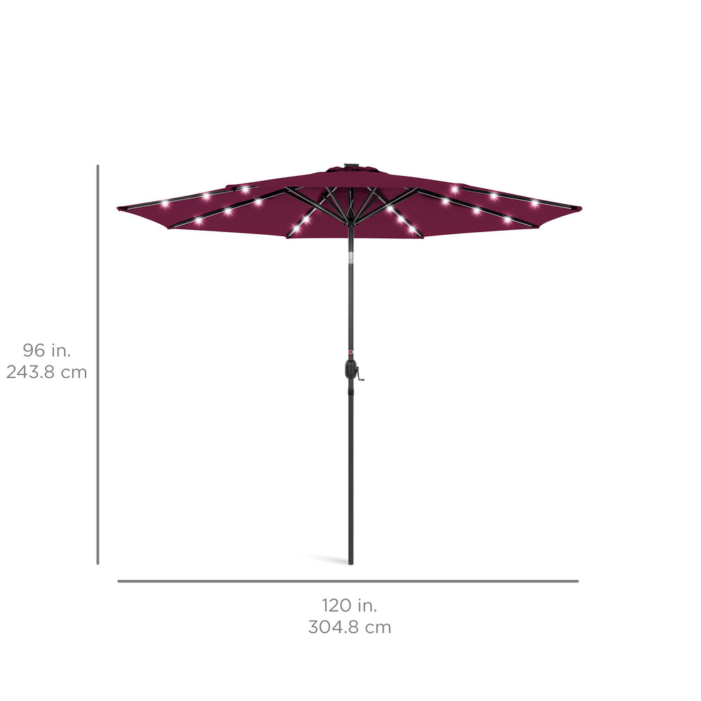 Solar LED Lighted Patio Umbrella w/ Tilt Adjustment, UV-Resistant - 10ft