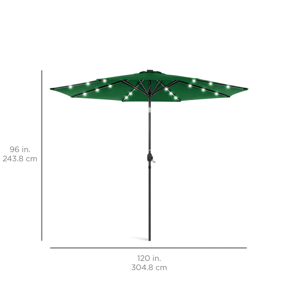 Solar LED Lighted Patio Umbrella w/ Tilt Adjustment, UV-Resistant - 10ft