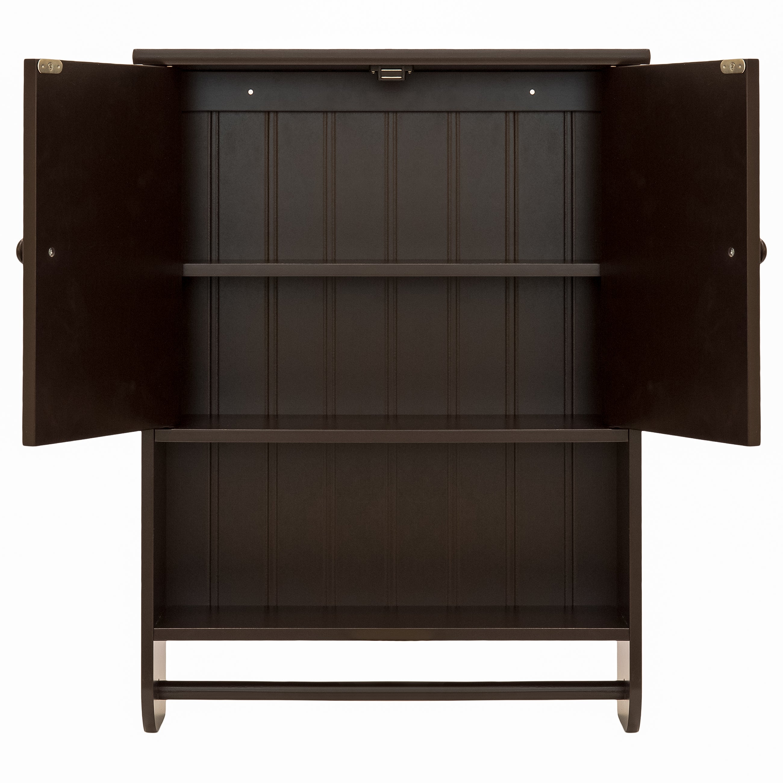 Bathroom Wall Storage Organization Cabinet w/ Double Doors, Towel Bar