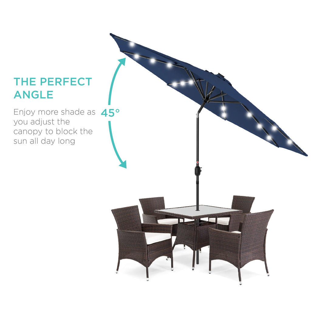 Solar LED Lighted Patio Umbrella w/ Tilt Adjustment, UV-Resistant - 10ft