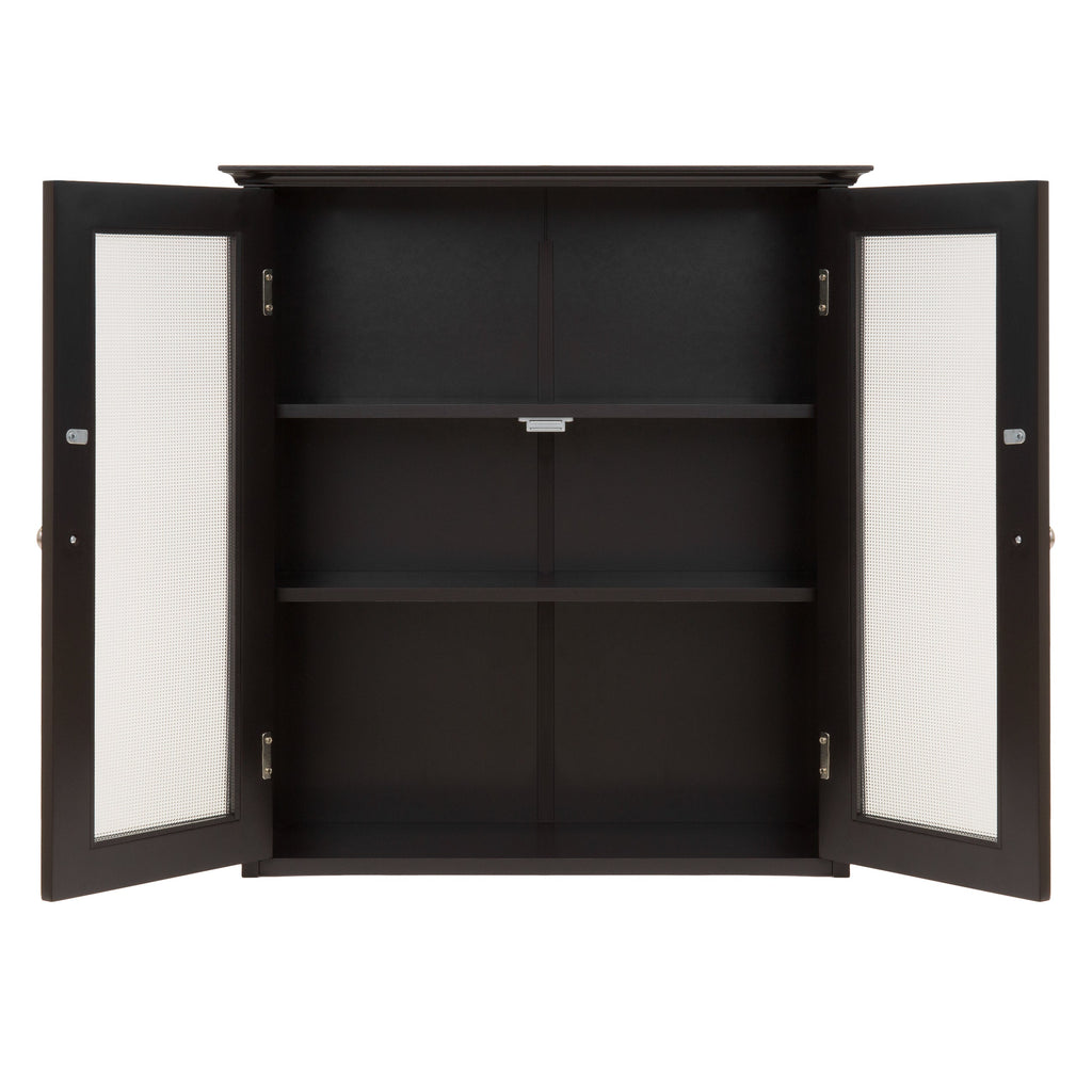 Bathroom Wall Storage Medicine Cabinet w/ Tempered Glass Double Doors