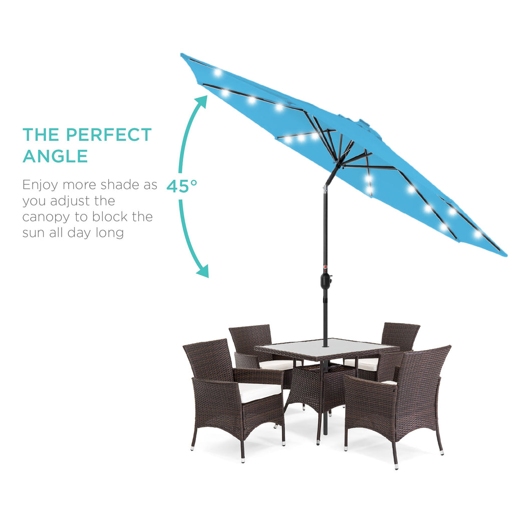 Solar LED Lighted Patio Umbrella w/ Tilt Adjustment, UV-Resistant - 10ft