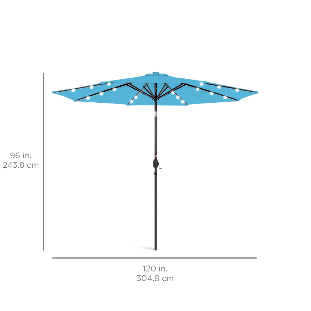 Solar LED Lighted Patio Umbrella w/ Tilt Adjustment, UV-Resistant - 10ft