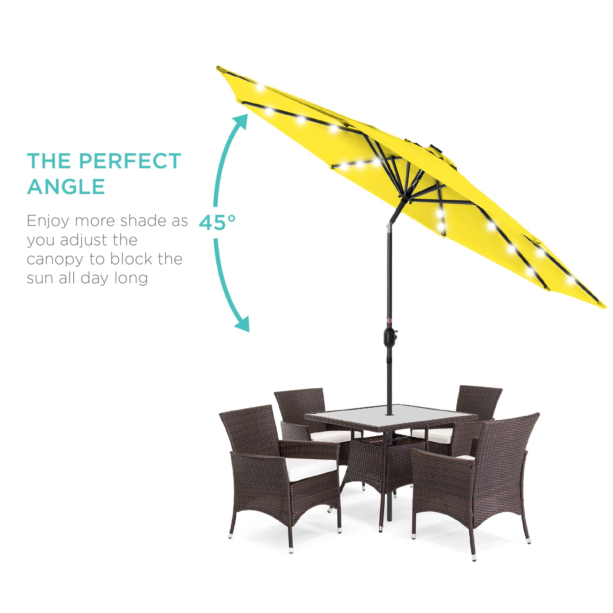 Solar LED Lighted Patio Umbrella w/ Tilt Adjustment, UV-Resistant - 10ft