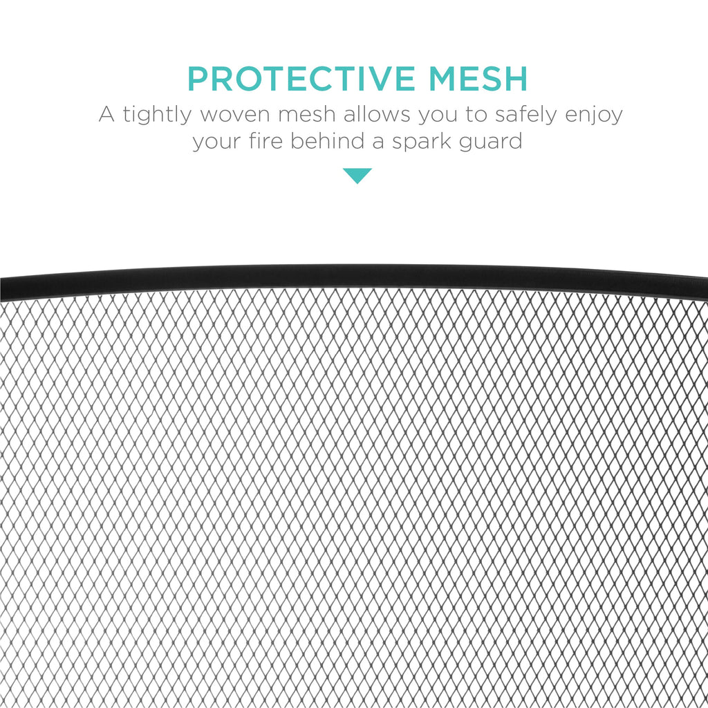 3-Panel Simple Steel Mesh Fireplace Screen w/ Worn Finish - 47.5x27.25in