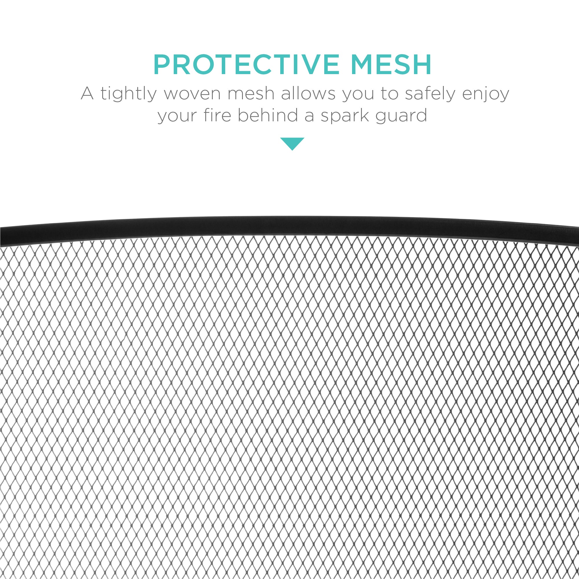 3-Panel Simple Steel Mesh Fireplace Screen w/ Worn Finish - 47.5x27.25in