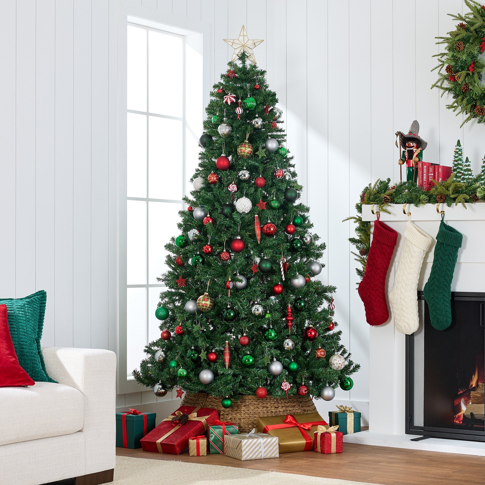 Unlit Artificial Green Spruce Christmas Tree, w/Easy Assembly