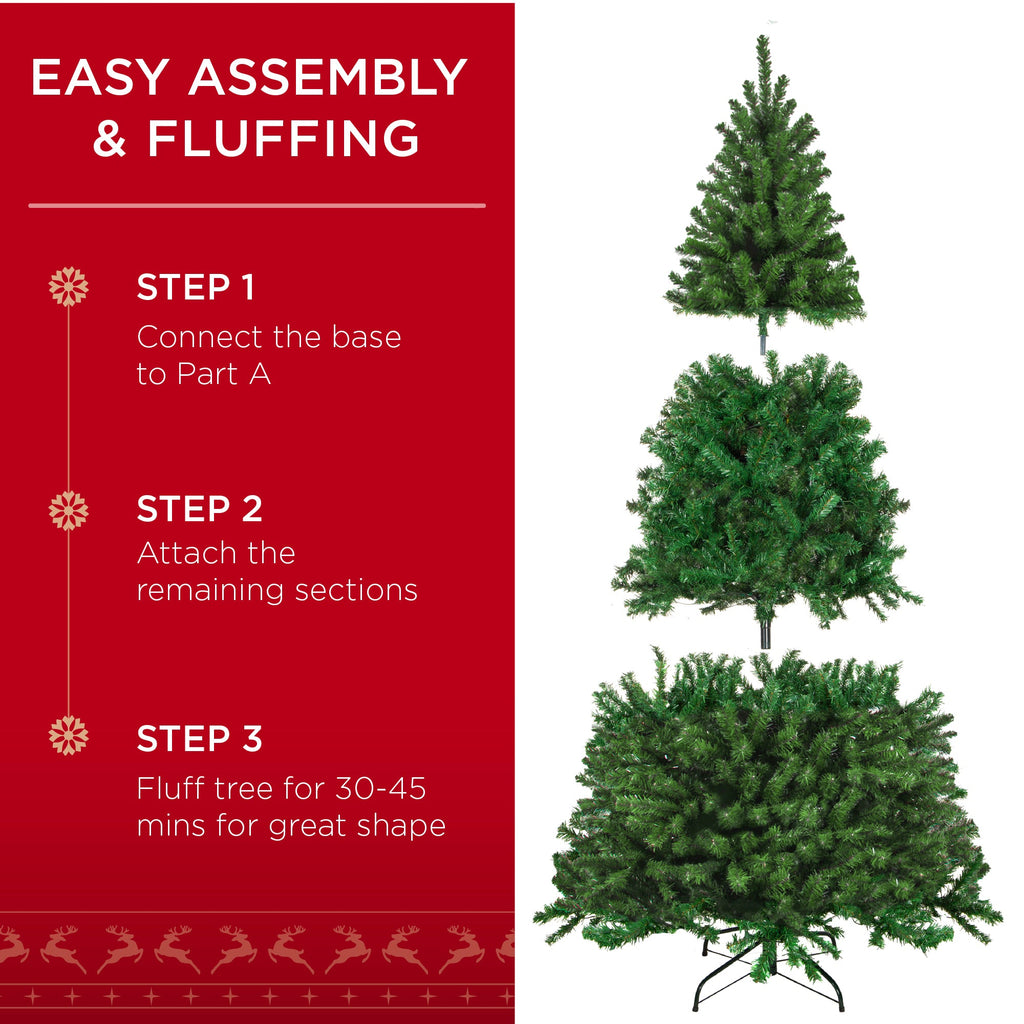 Unlit Artificial Green Spruce Christmas Tree, w/Easy Assembly