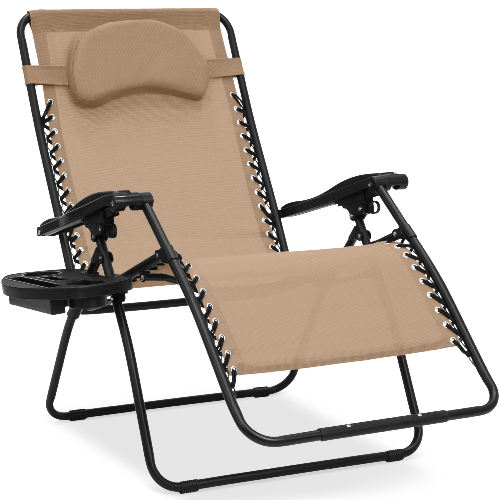 Oversized Reclining Zero Gravity Chair Lounger w/ Cup Holder, Pillow