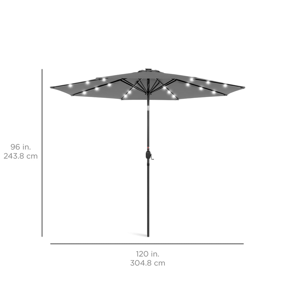 Solar LED Lighted Patio Umbrella w/ Tilt Adjustment, UV-Resistant - 10ft