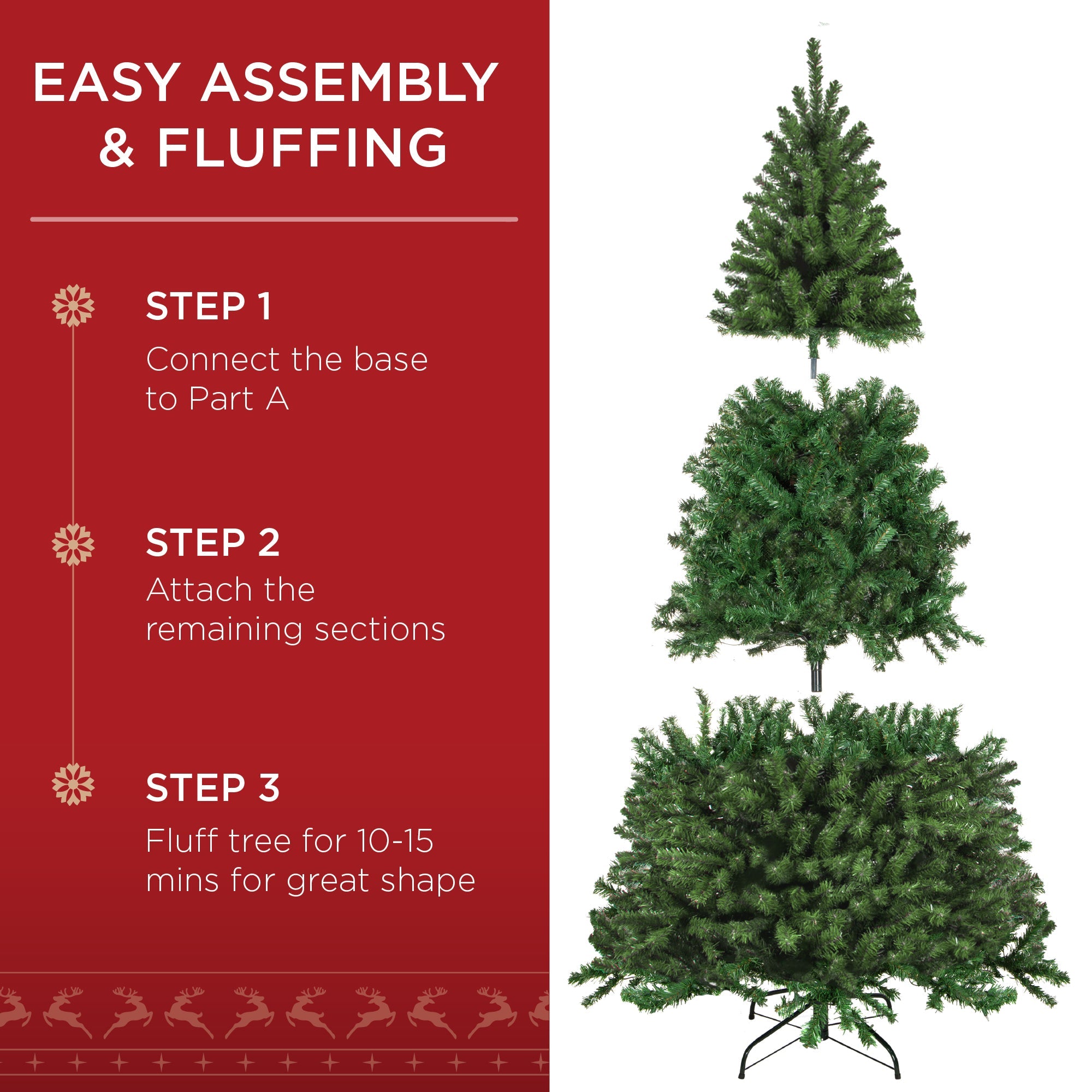 Pre-Lit Artificial Green Spruce Christmas Tree, w/Easy Assembly