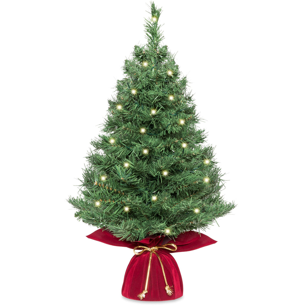 26in Pre-Lit Artificial Tabletop Christmas Tree w/ 35 White/Multi LED Lights