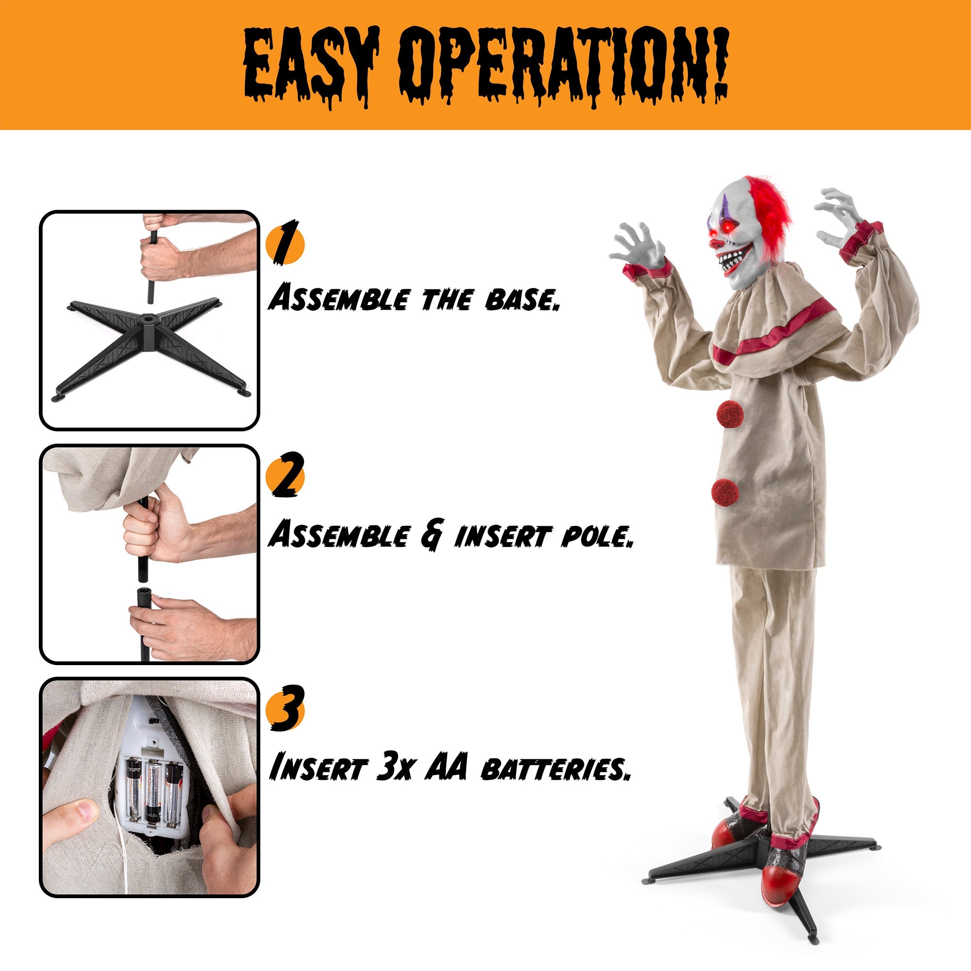 Scary Harry the Motion Activated Animatronic Killer Clown Halloween Prop