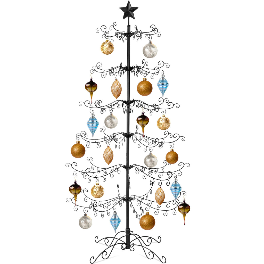 Wrought Iron Christmas Tree Ornament Display w/ Easy Assembly, Stand - 6ft