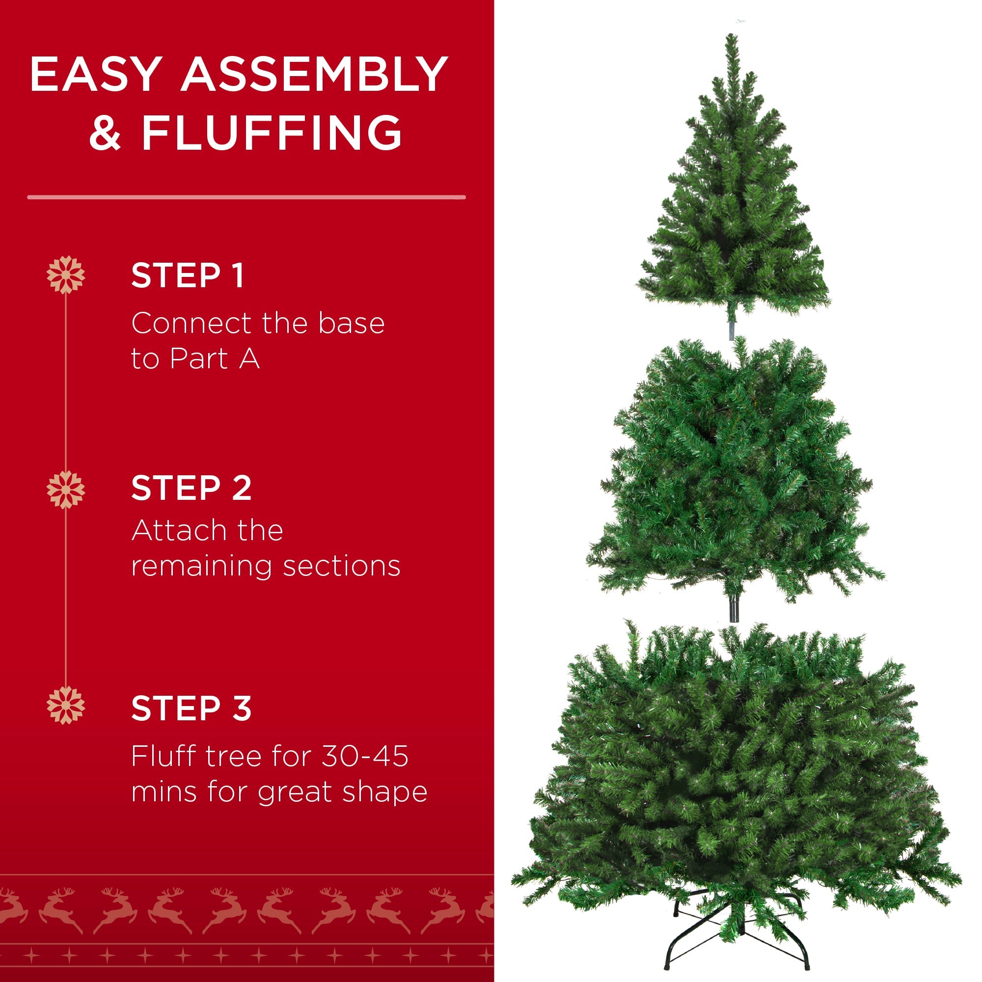 Pre-Lit Artificial Green Spruce Christmas Tree, w/Easy Assembly
