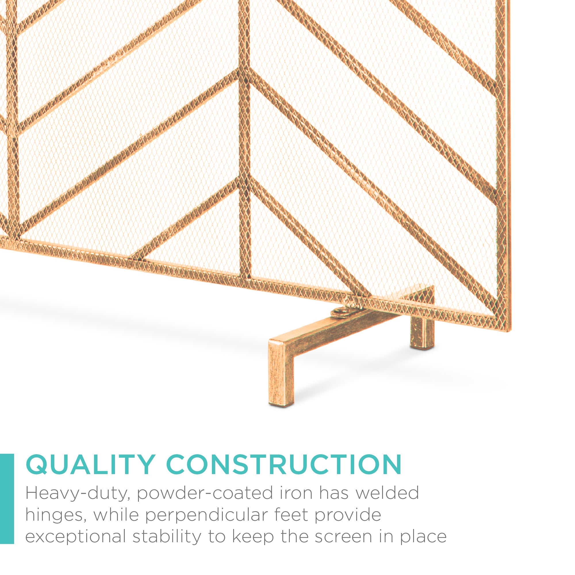 Single Panel Iron Chevron Fireplace Screen w/ Antique Finish - 38x31in