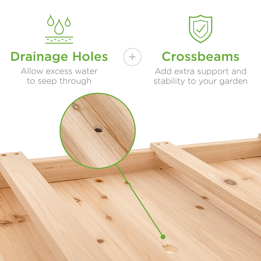 Mobile Raised Garden Bed Elevated Planter w/ Wheels, Shelf - 48x24x32in