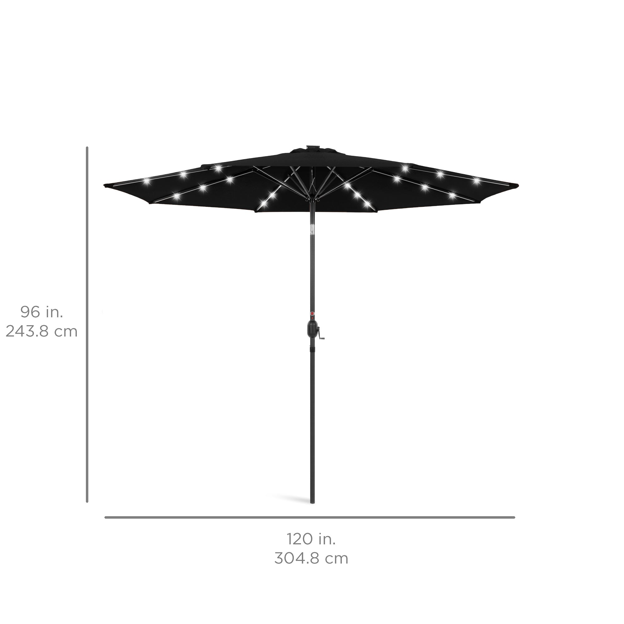 Solar LED Lighted Patio Umbrella w/ Tilt Adjustment, UV-Resistant - 10ft