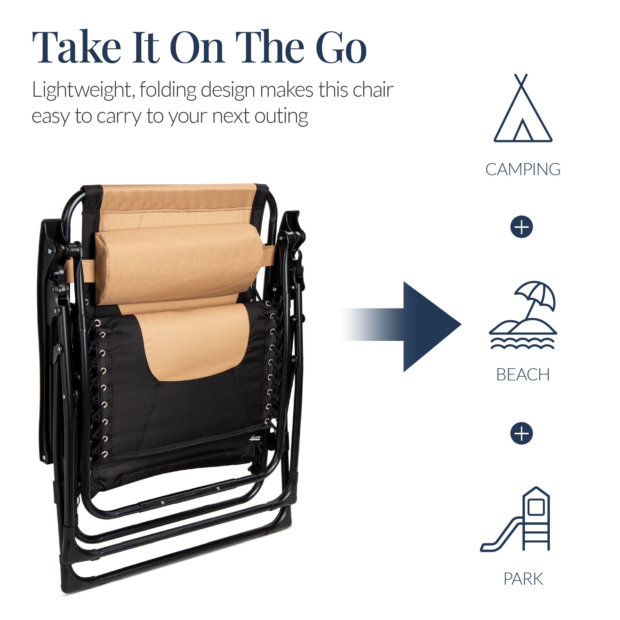 Oversized Padded Zero Gravity Chair, Folding Recliner w/ Headrest, Side Tray