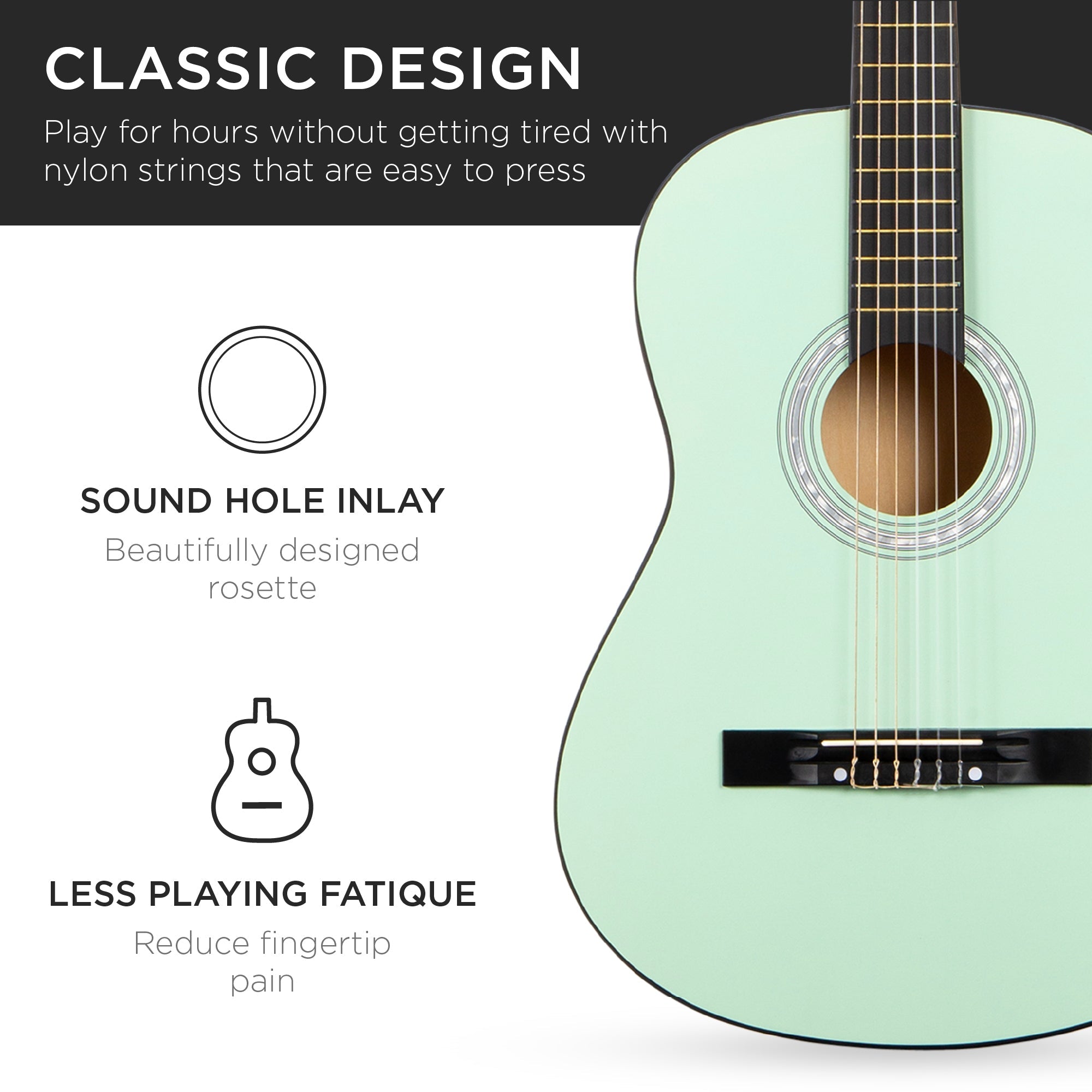 Beginner Acoustic Guitar Set w/ Case, Strap, Extra Strings - 38in