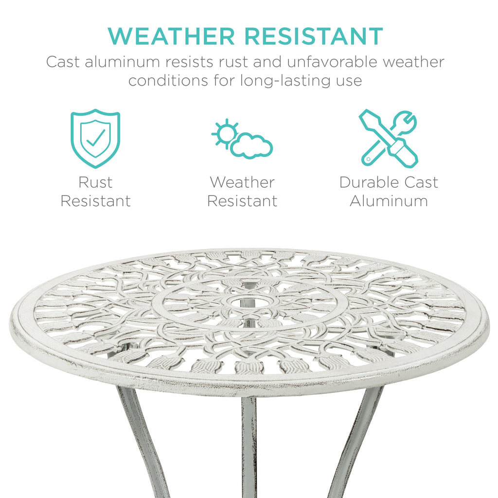 3-Piece Cast Aluminum Patio Bistro Furniture Set