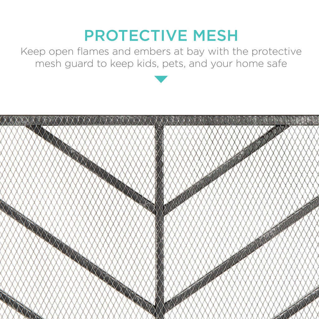 Single Panel Iron Chevron Fireplace Screen w/ Antique Finish - 38x31in