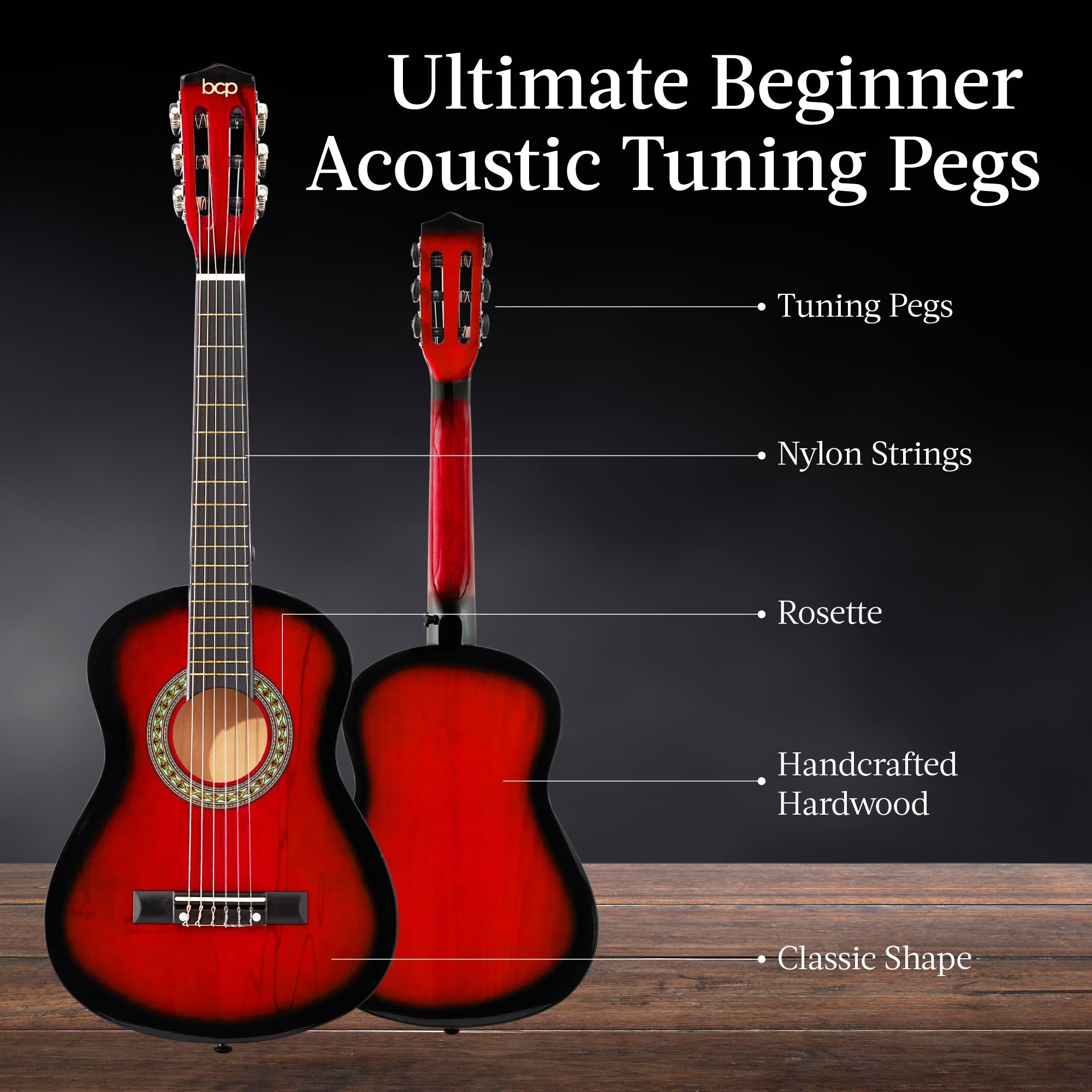 Kids Acoustic Guitar Beginner Starter Kit w/ Carrying Case - 30in