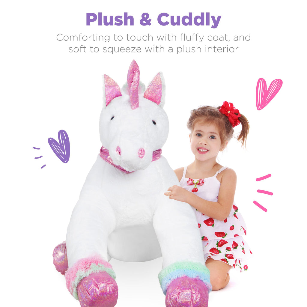 Kids Extra Large Life-Size Plush Rainbow Unicorn Stuffed Animal w/ Soft Fur