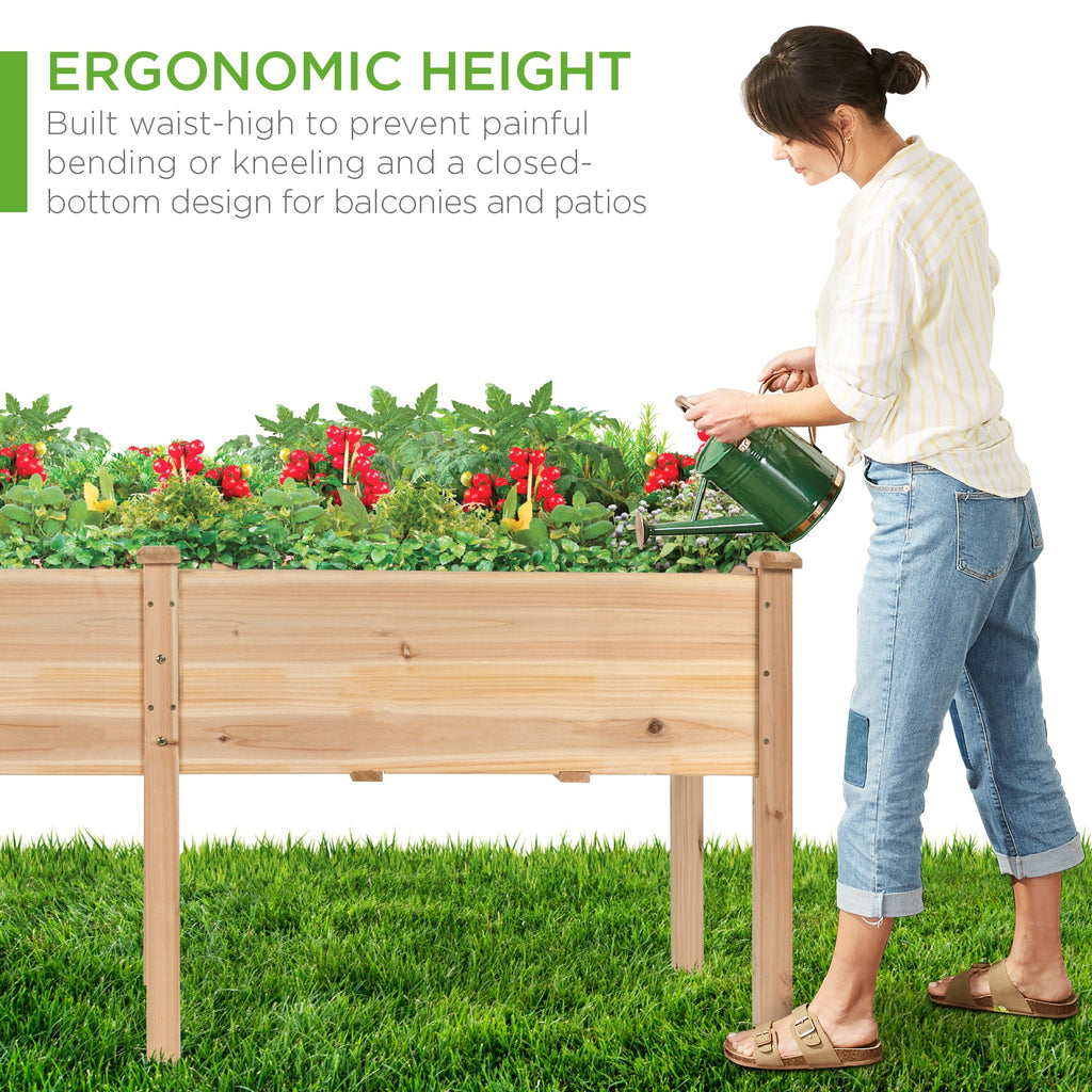 Raised Garden Bed, Elevated Wood Garden Planter Stand - 72x24x30in