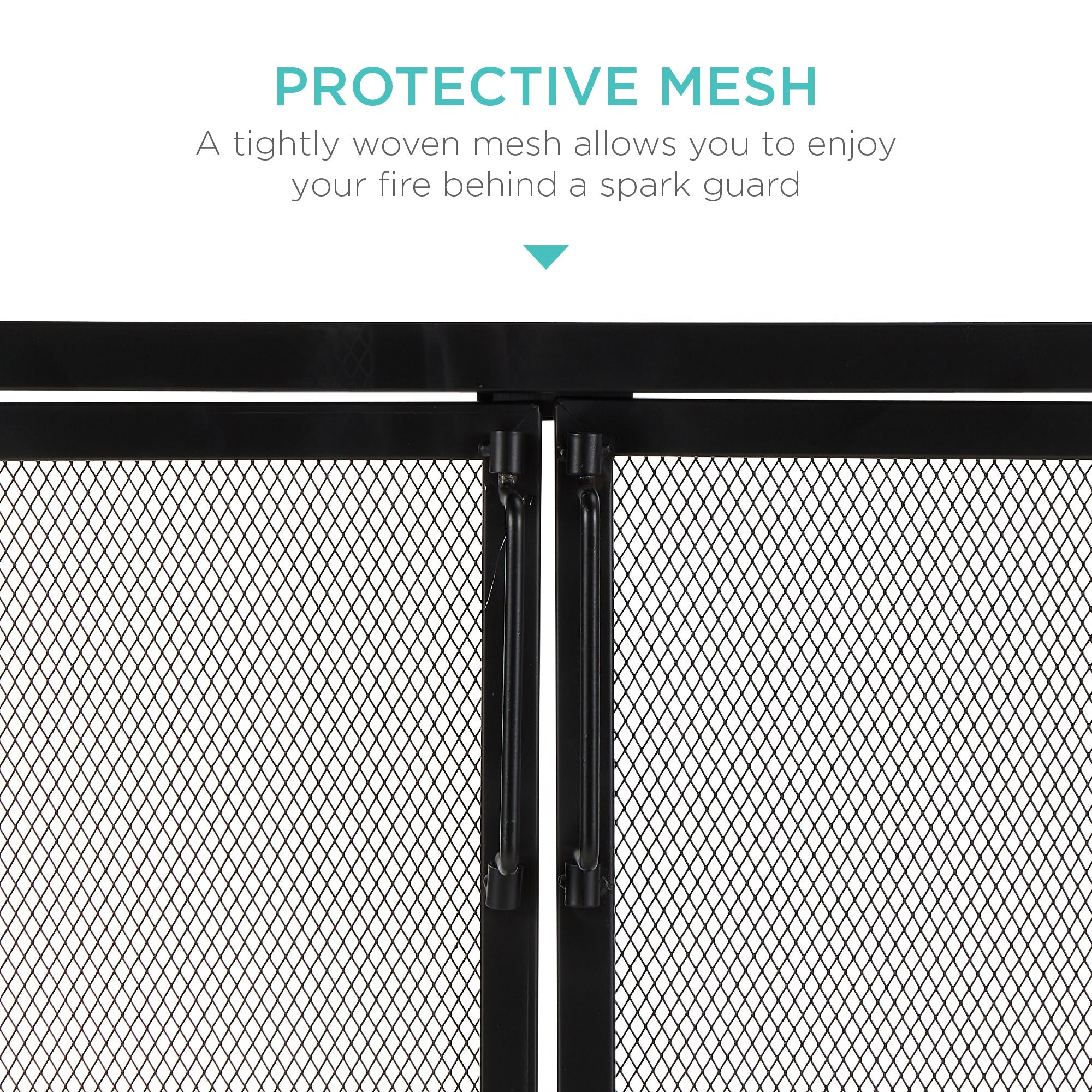 2-Door Wrought Iron Fireplace Screen w/ Magnetic Doors - 38.5x41in