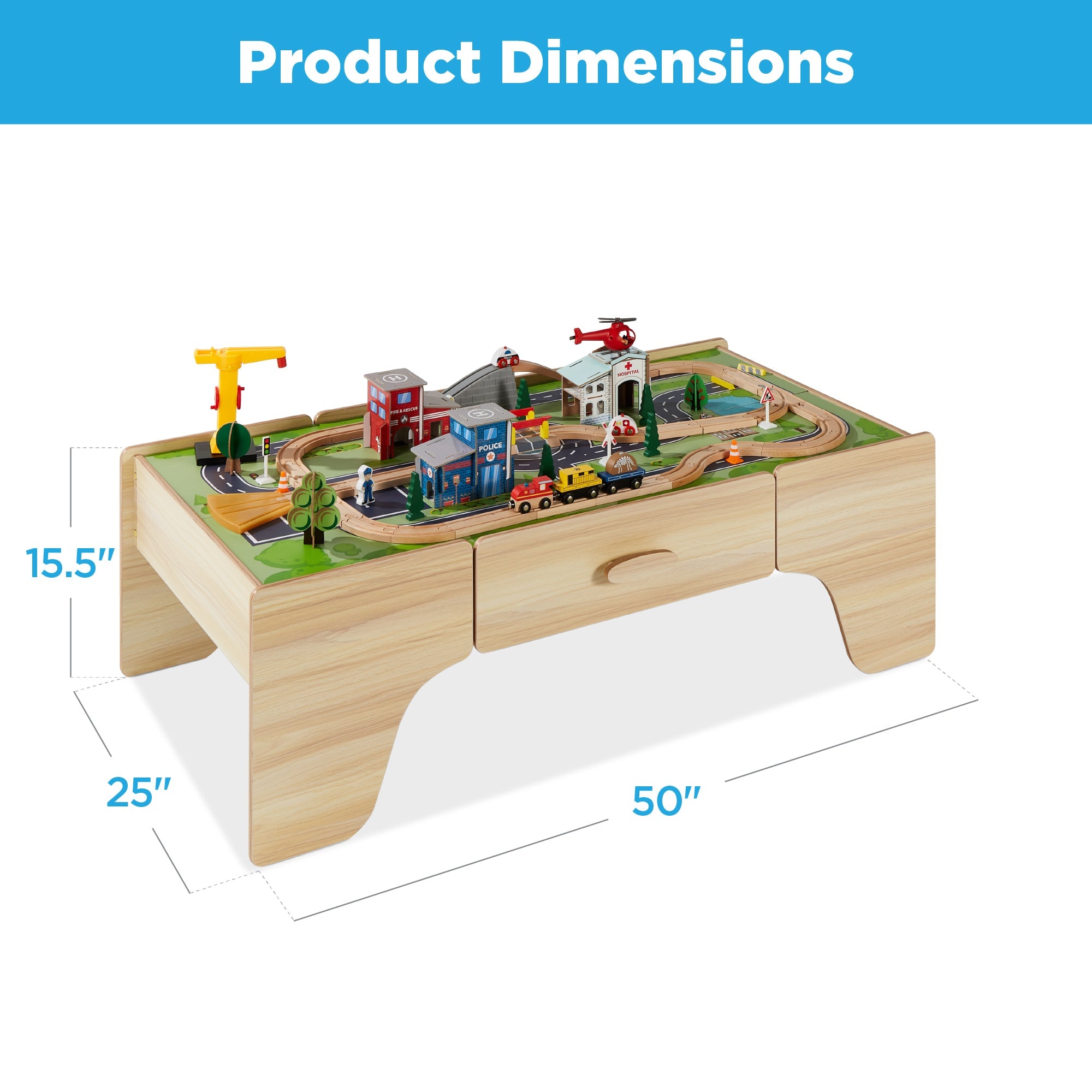 70-Piece Train Table, Large Multipurpose Playset w/ Reversible Table Top