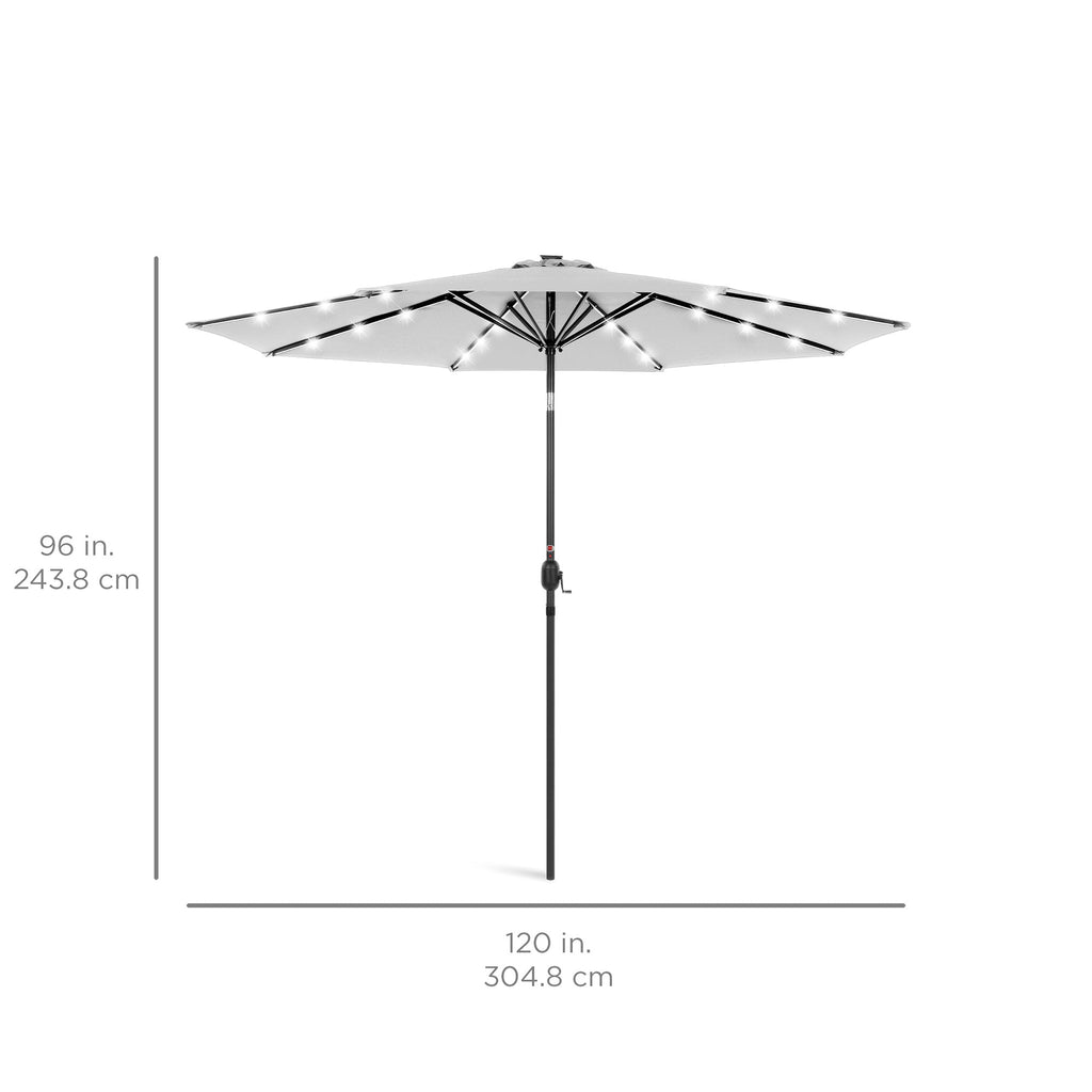 Solar LED Lighted Patio Umbrella w/ Tilt Adjustment, UV-Resistant - 10ft