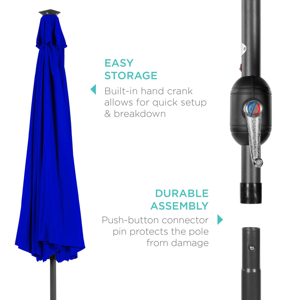 Solar LED Lighted Patio Umbrella w/ Tilt Adjustment, UV-Resistant - 10ft