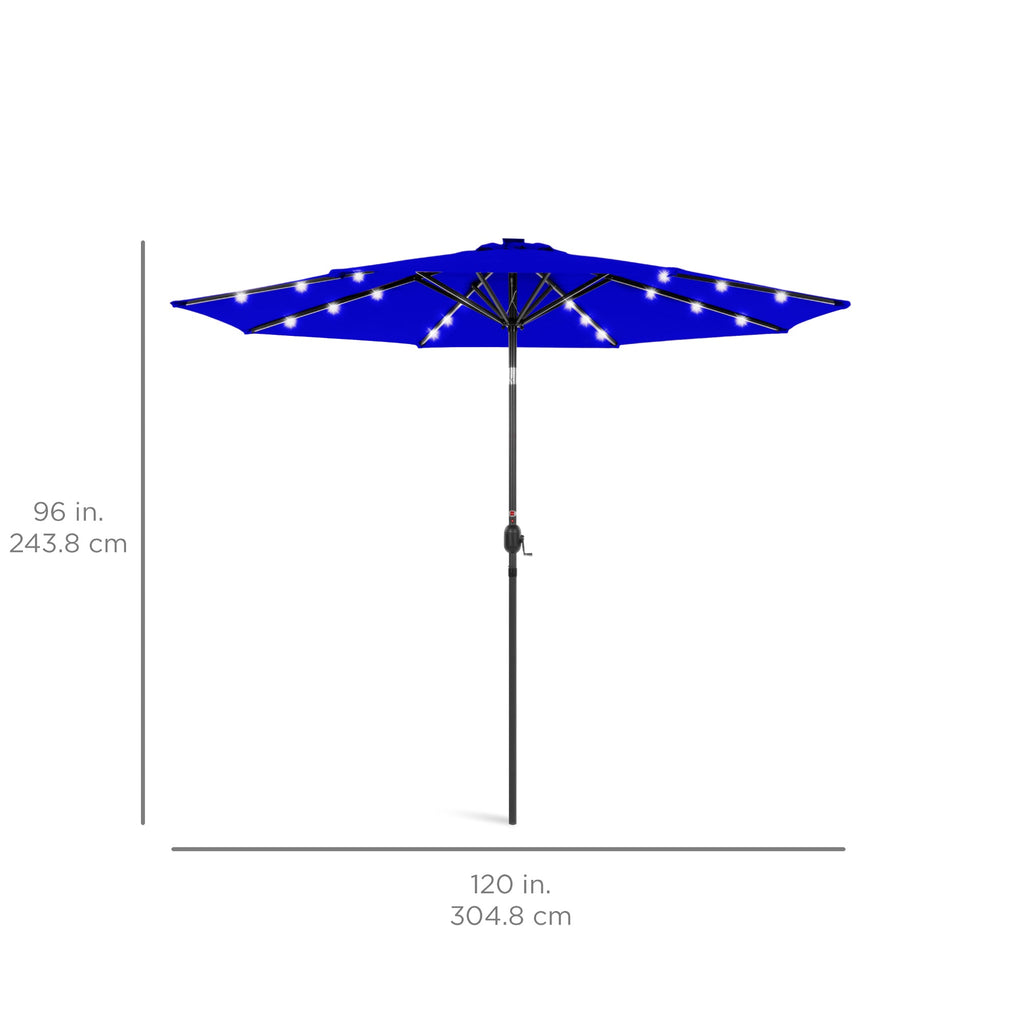 Solar LED Lighted Patio Umbrella w/ Tilt Adjustment, UV-Resistant - 10ft