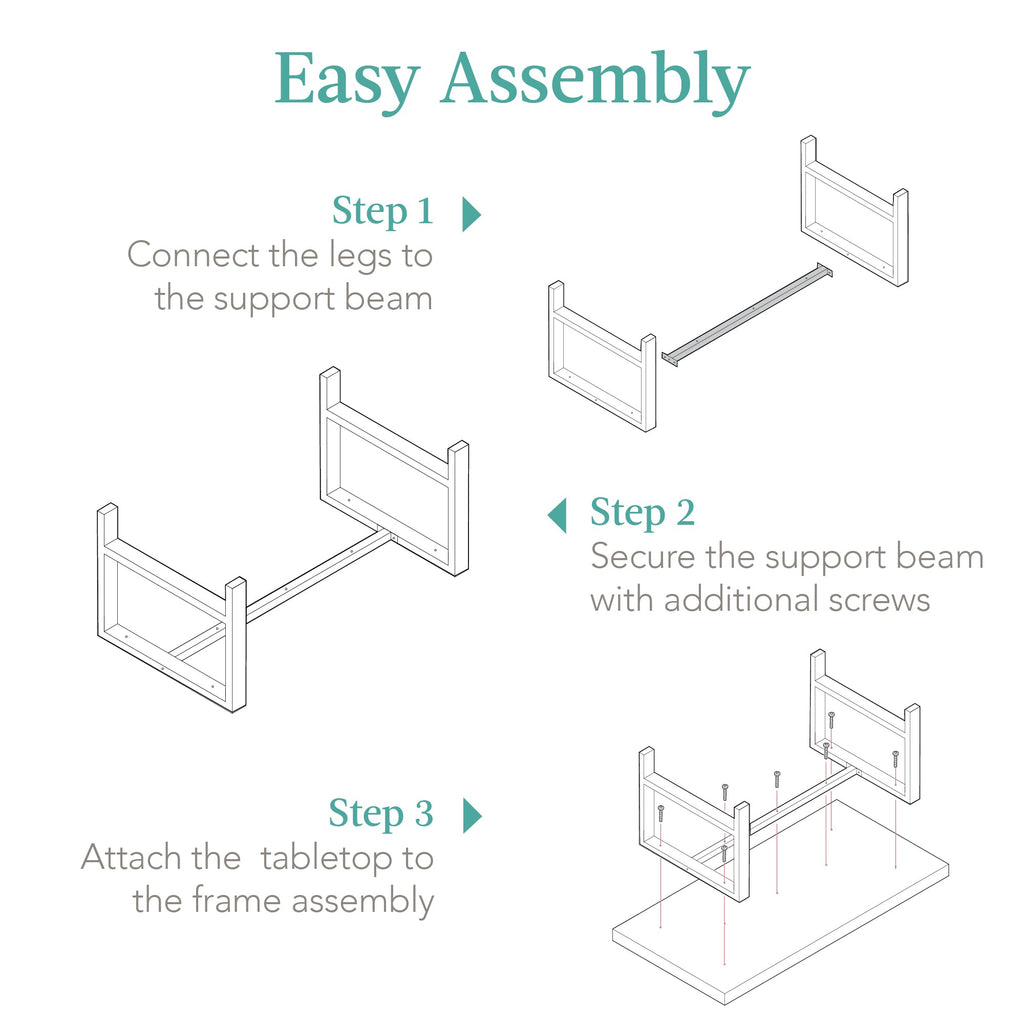 Modern Butcher Block Top Rectangular Coffee Table w/ Metal Legs - 44in