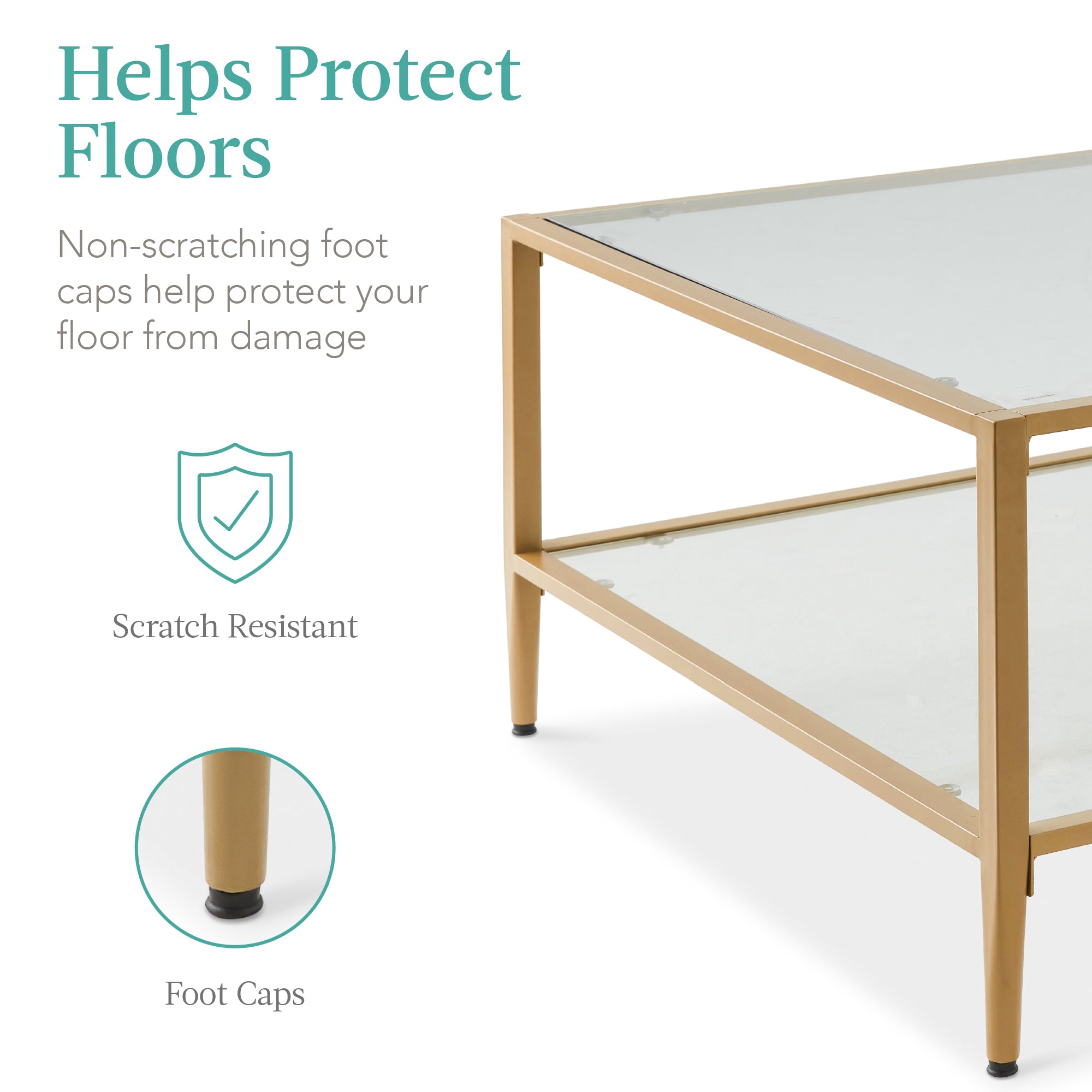 2-Tier Large Square Coffee Table Living Room Accent w/ Glass Top - 32"