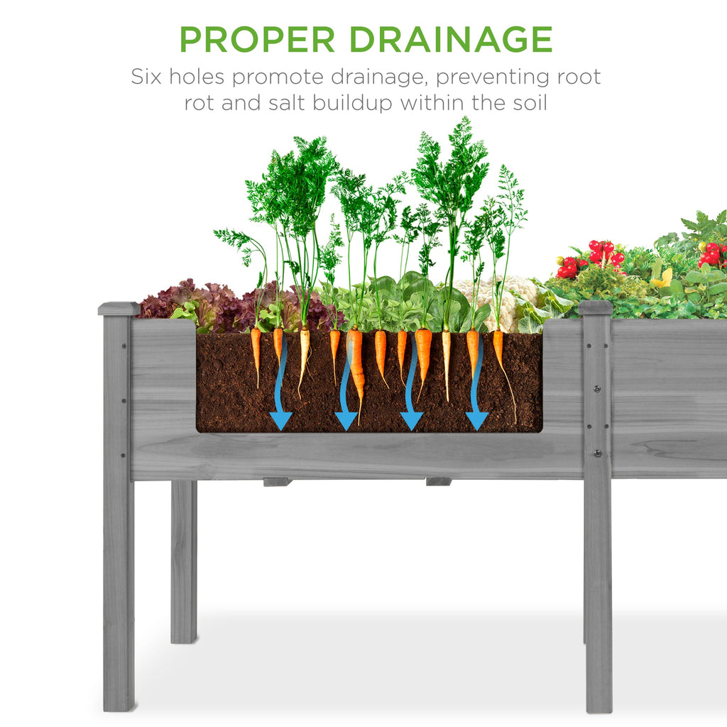 Raised Garden Bed, Elevated Wood Garden Planter Stand - 72x24x30in