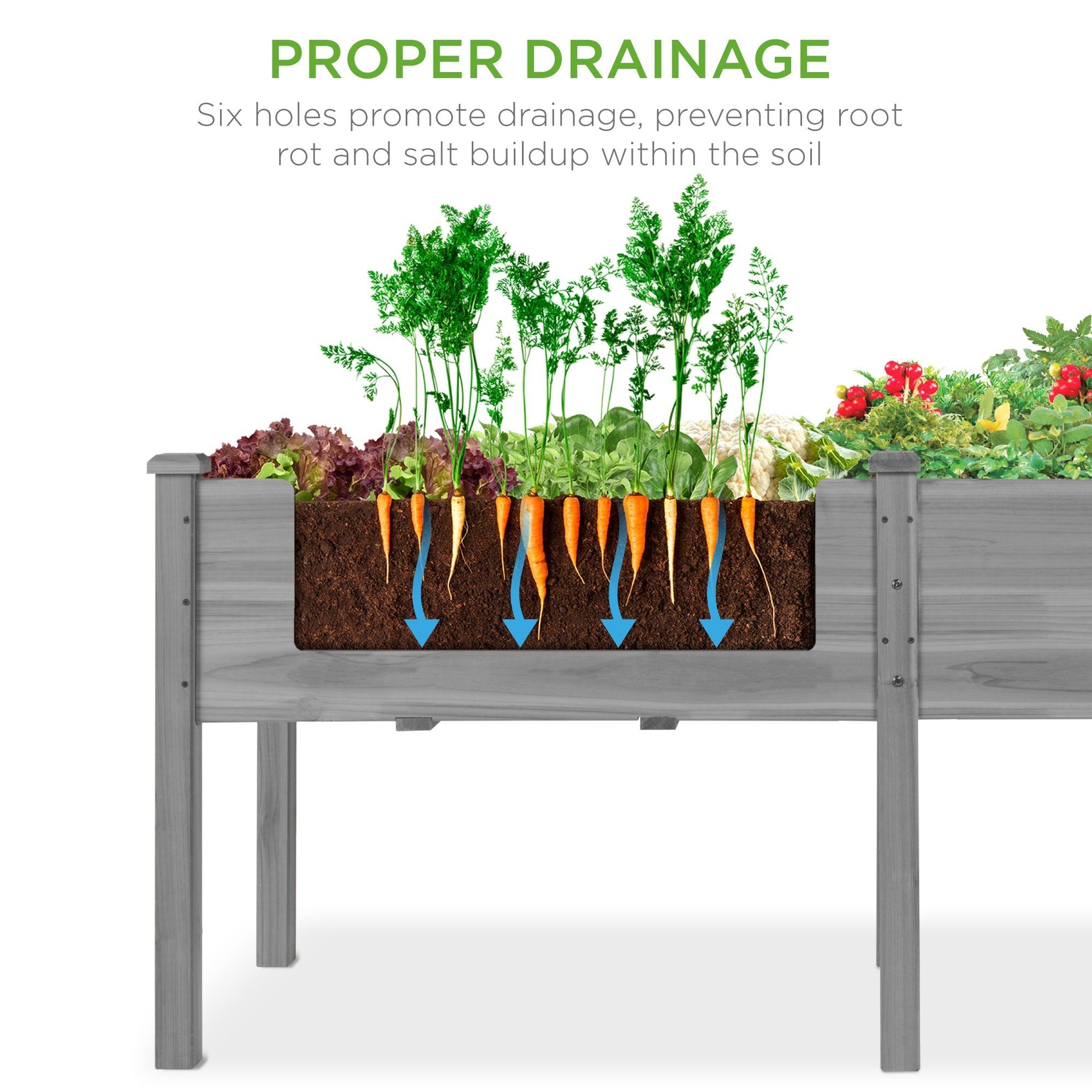 Raised Garden Bed, Elevated Wood Garden Planter Stand - 72x24x30in