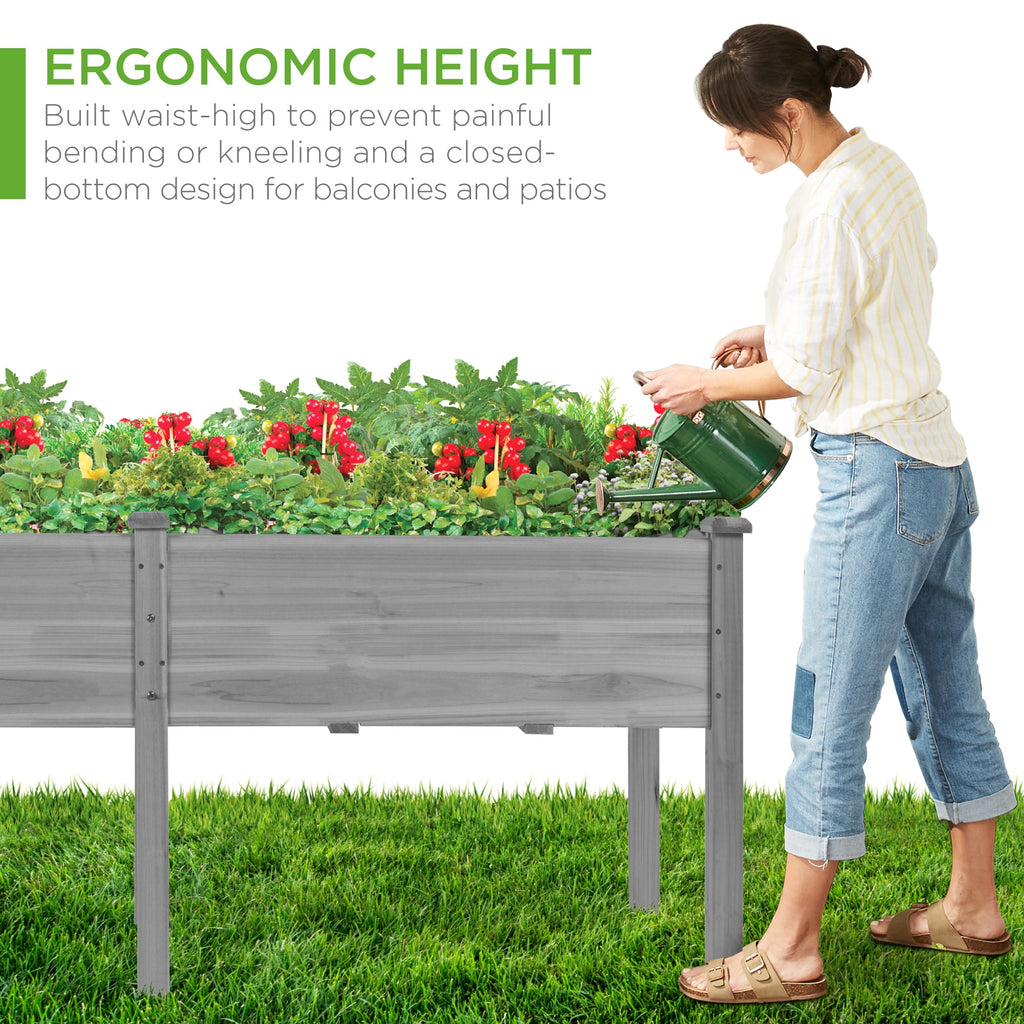 Raised Garden Bed, Elevated Wood Garden Planter Stand - 72x24x30in