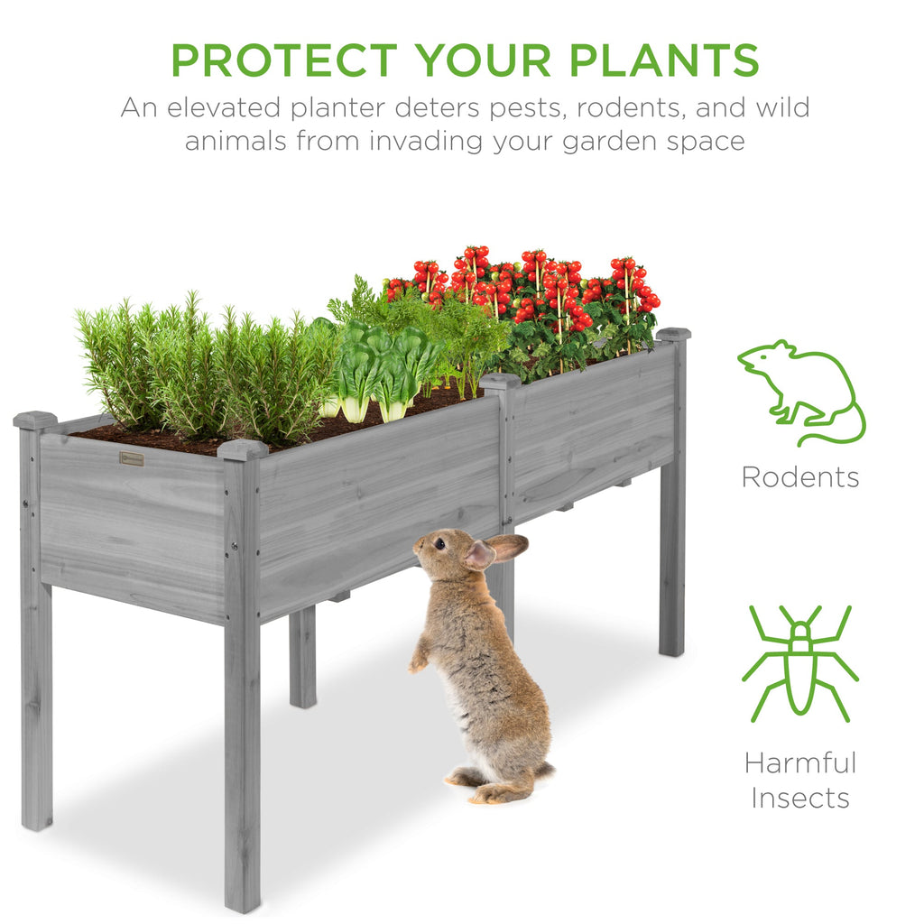 Raised Garden Bed, Elevated Wood Garden Planter Stand - 72x24x30in